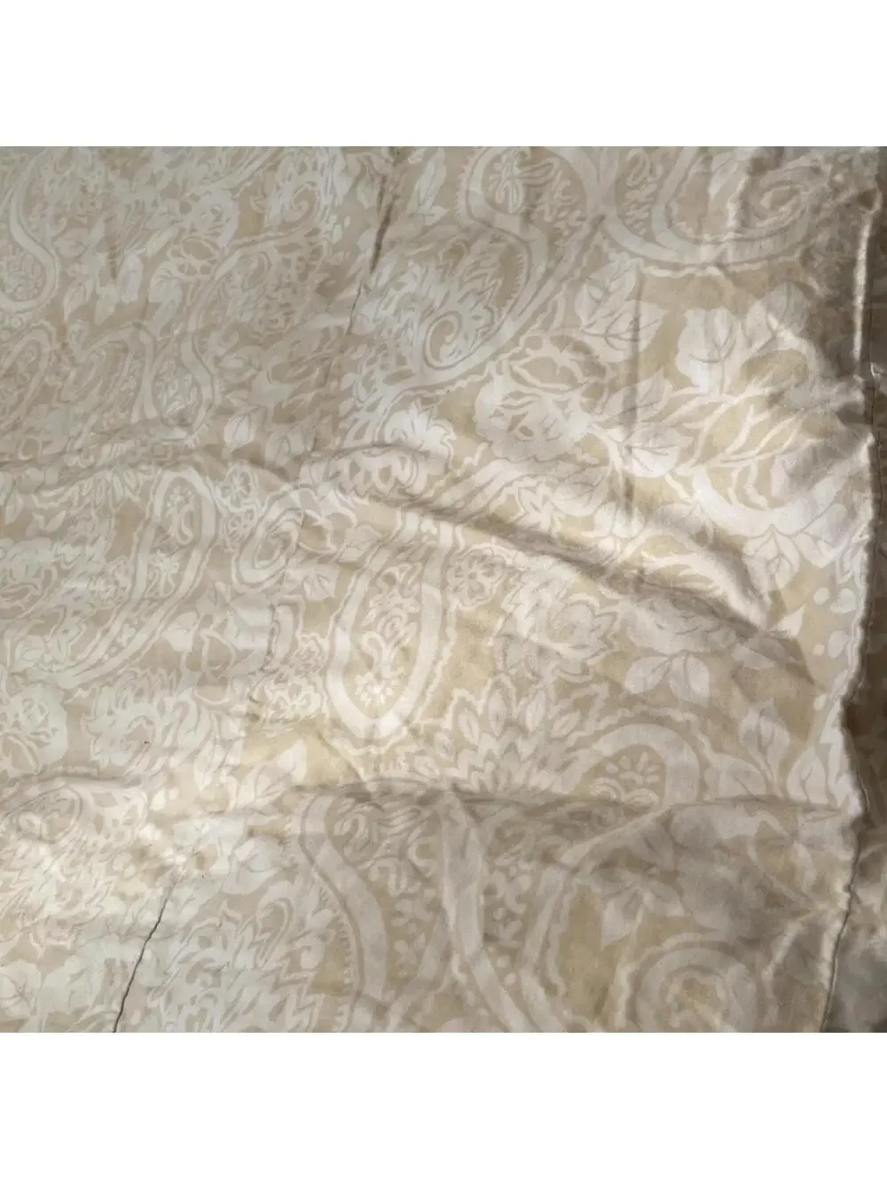Twin Comforter Duvet Cover 100% Cotton Paisley Beige Cream CottageCore VTG *READ